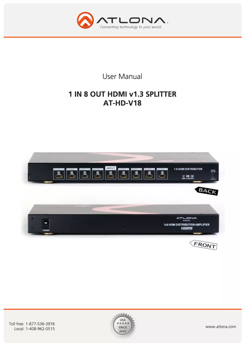 Imagen de la primera página del manual del dispositivo AT-HD-V18