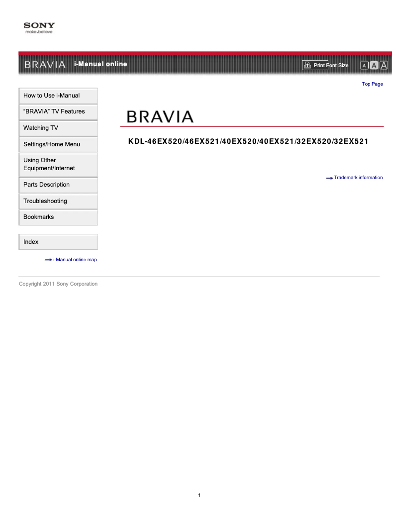 Página 1 del manual Manual de usuario Sony KDL-46EX520