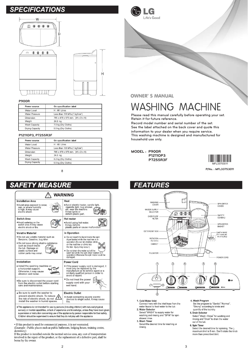 Imagen de la primera página del manual del dispositivo P1211OP3