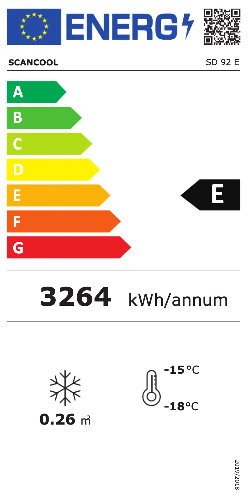 Página nº 1 - Etiqueta energética Scancool SD 92 E