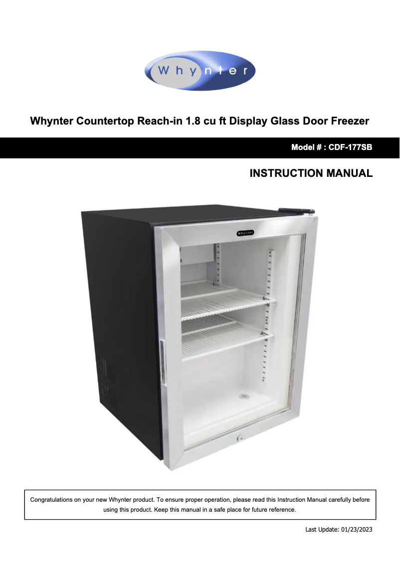 Página 1 del manual Manual de usuario Whynter CDF-177SB