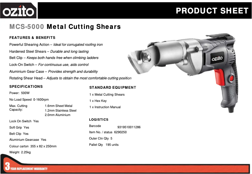 Imagen de la primera página del manual del dispositivo MCS-5000