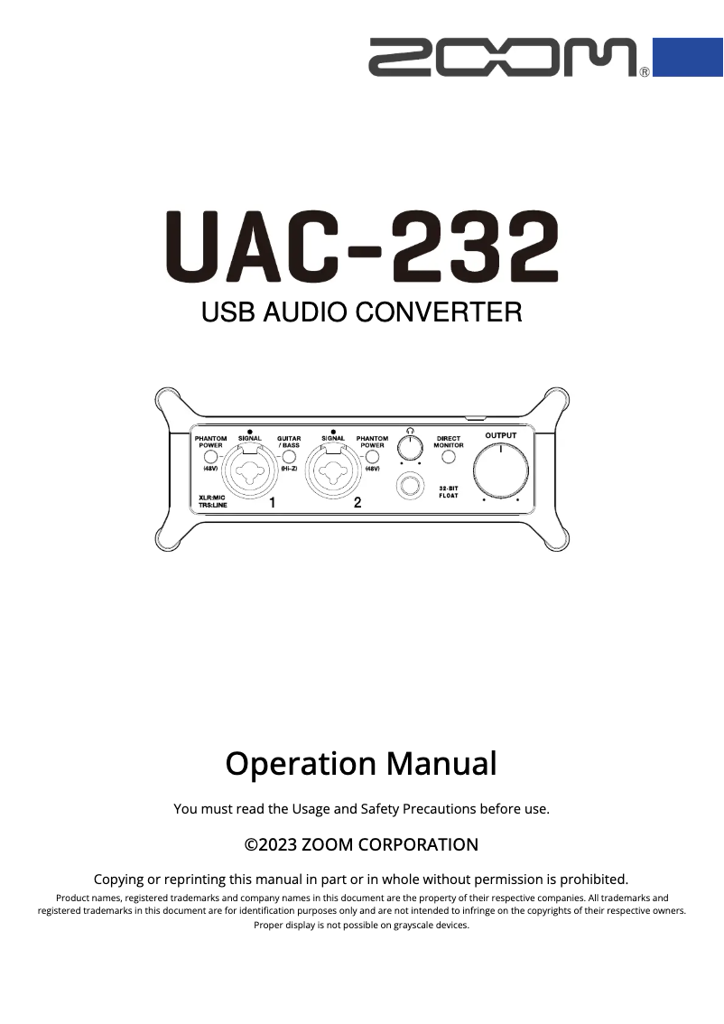 Imagen de la primera página del manual del dispositivo UAC-232