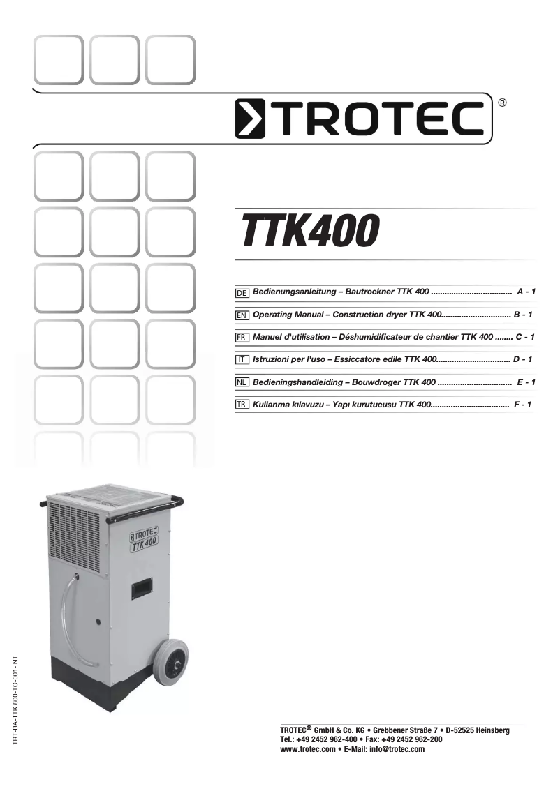 Página 1 del manual Manual de usuario Trotec TTK 400