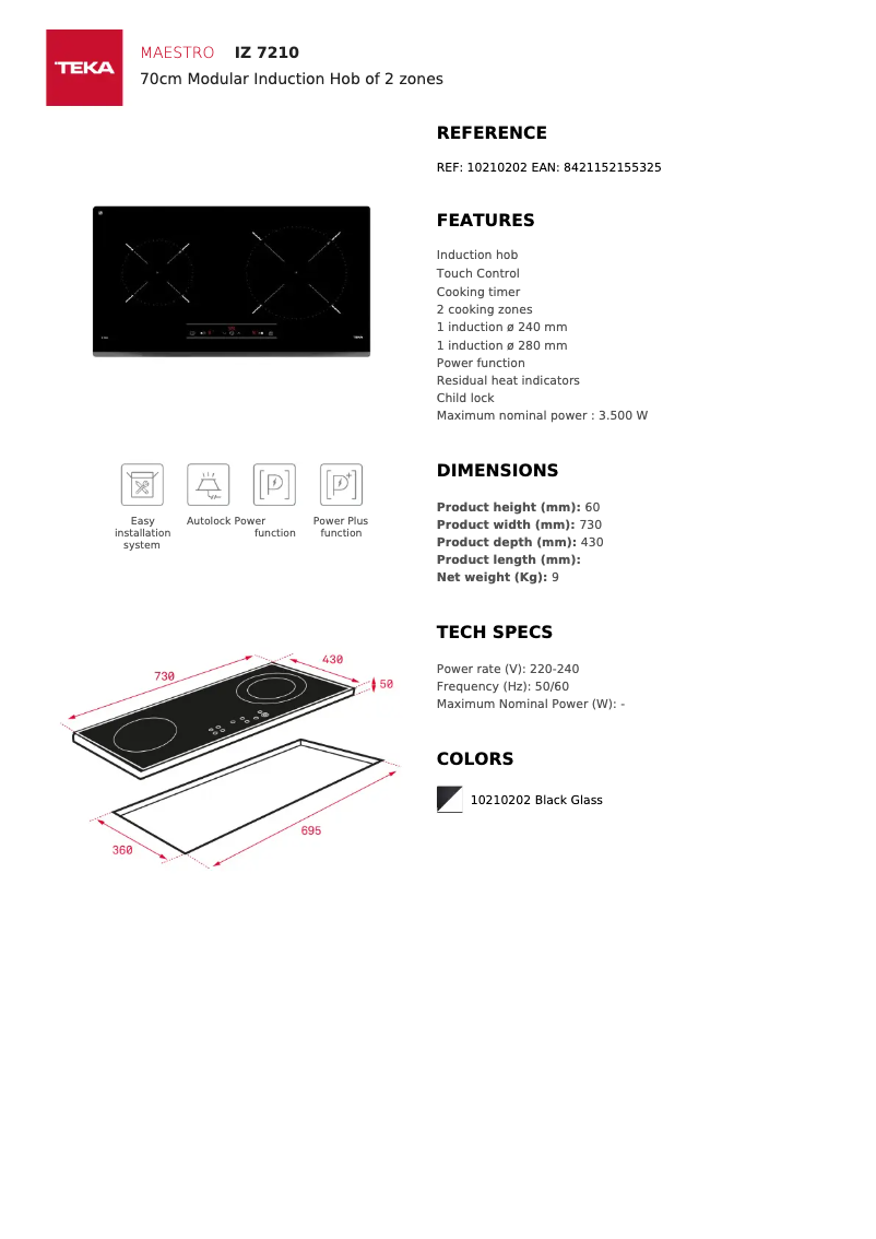 Página 1 del manual Ficha técnica Teka IZ 7210