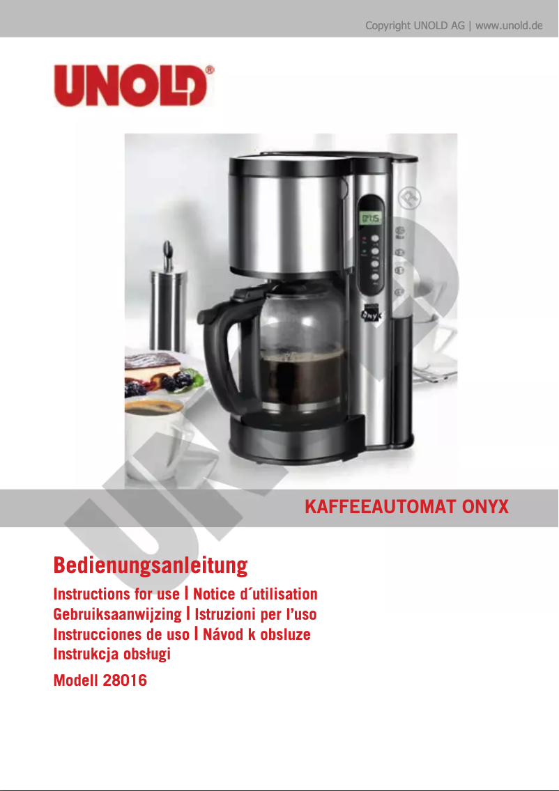 Imagen de la primera página del manual del dispositivo Onyx 28016