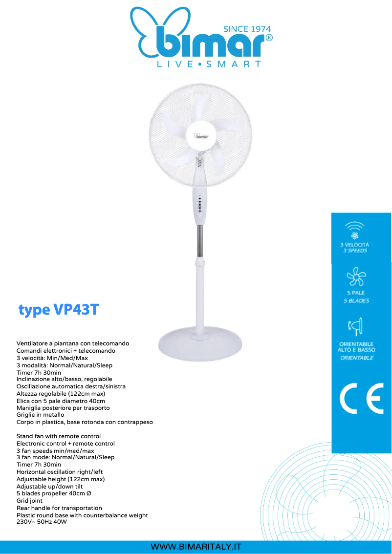 Página 1 del manual Ficha técnica Bimar VP43T