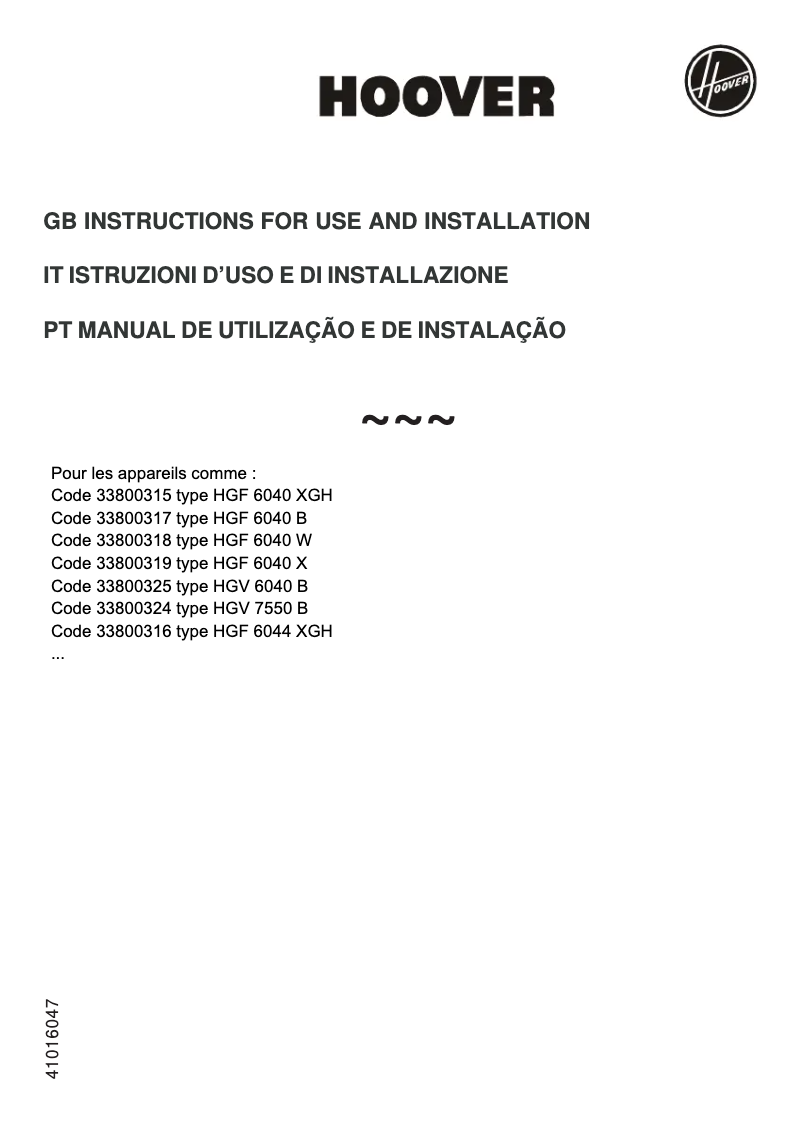 Imagen de la primera página del manual del dispositivo HGF 6040 X