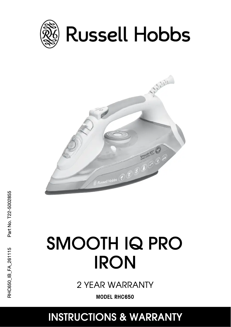 Imagen de la primera página del manual del dispositivo Smooth IQ Pro RHC650