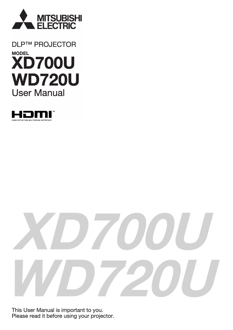 Página 1 del manual Manual de usuario Mitsubishi WD720U