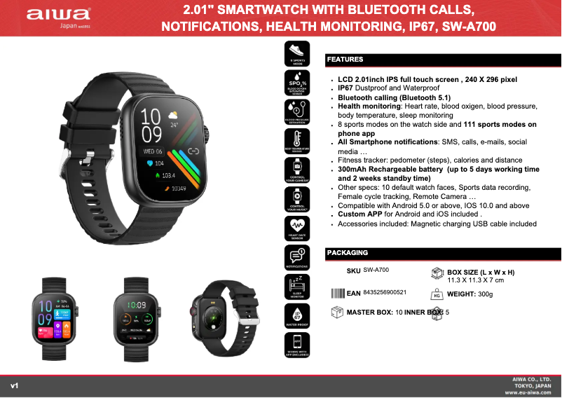 Imagen de la primera página del manual del dispositivo SW-A700