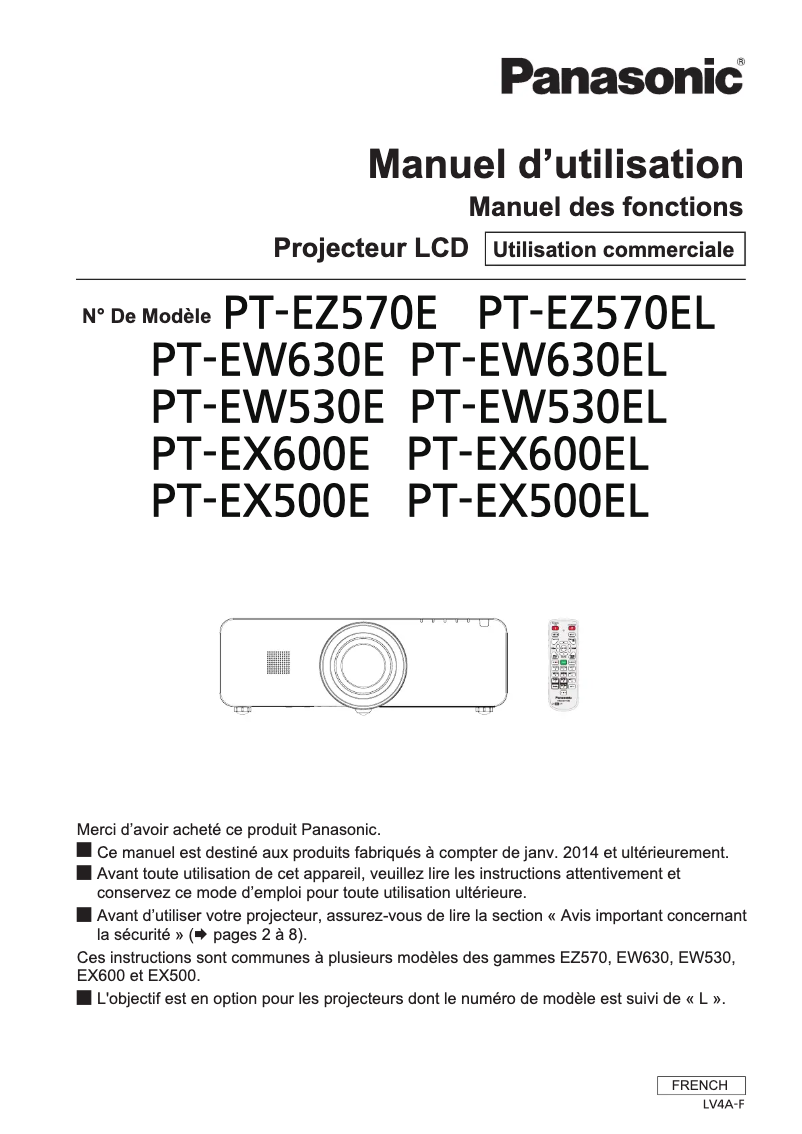 Imagen de la primera página del manual del dispositivo PT-EX500