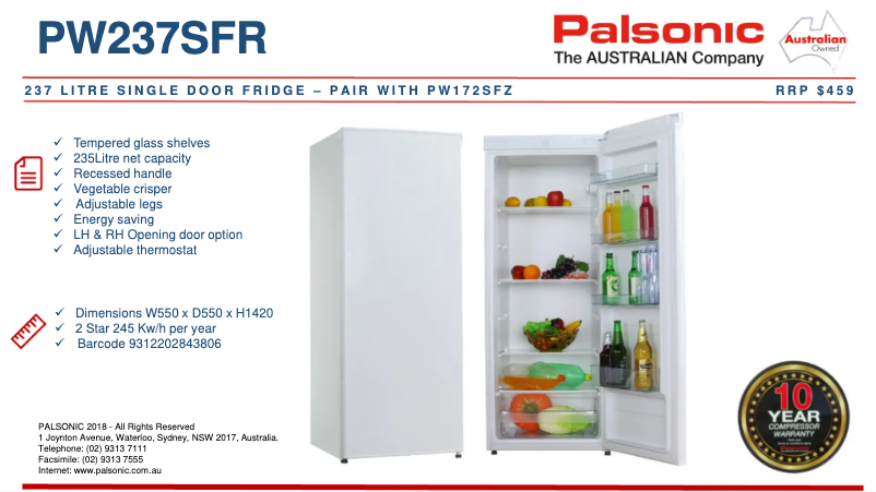 Imagen de la primera página del manual del dispositivo PW237SFR