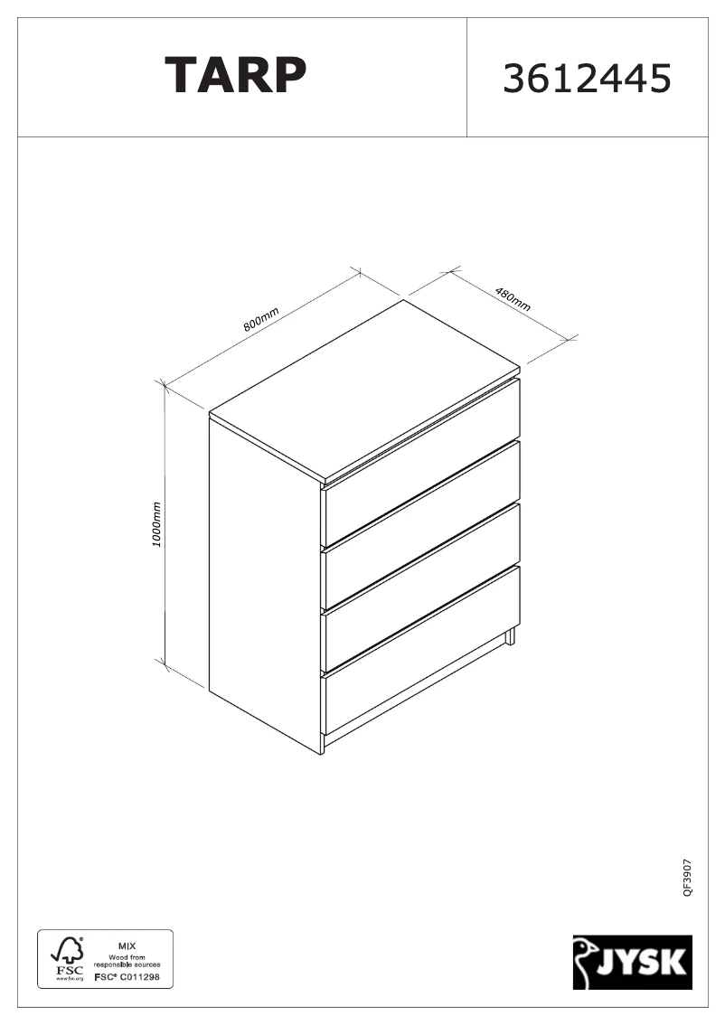 Imagen de la primera página del manual del dispositivo Tarp (80x100x48)