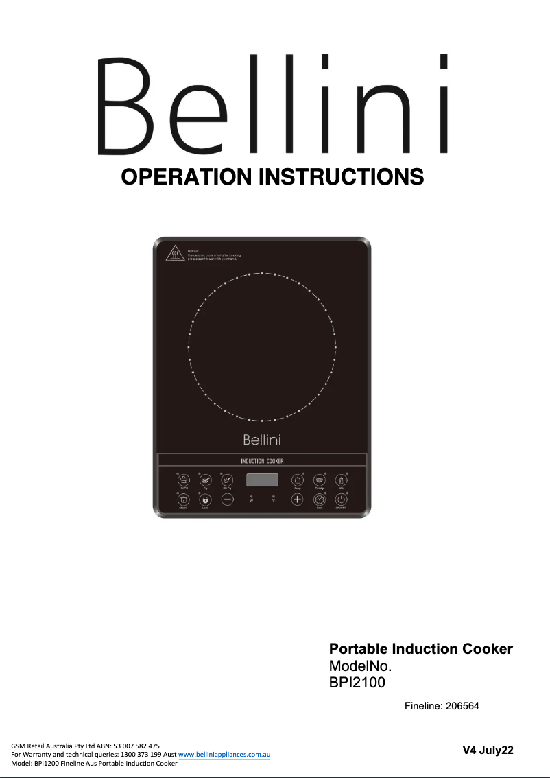 Página 1 del manual Manual de usuario Bellini BPI2100