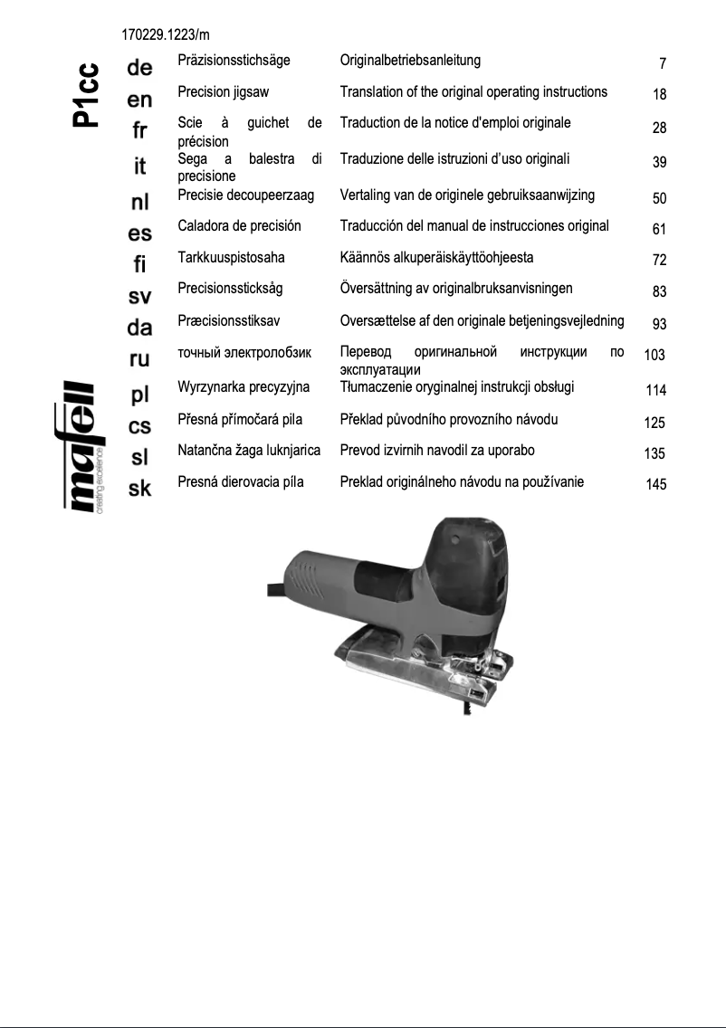 Imagen de la primera página del manual del dispositivo P1cc