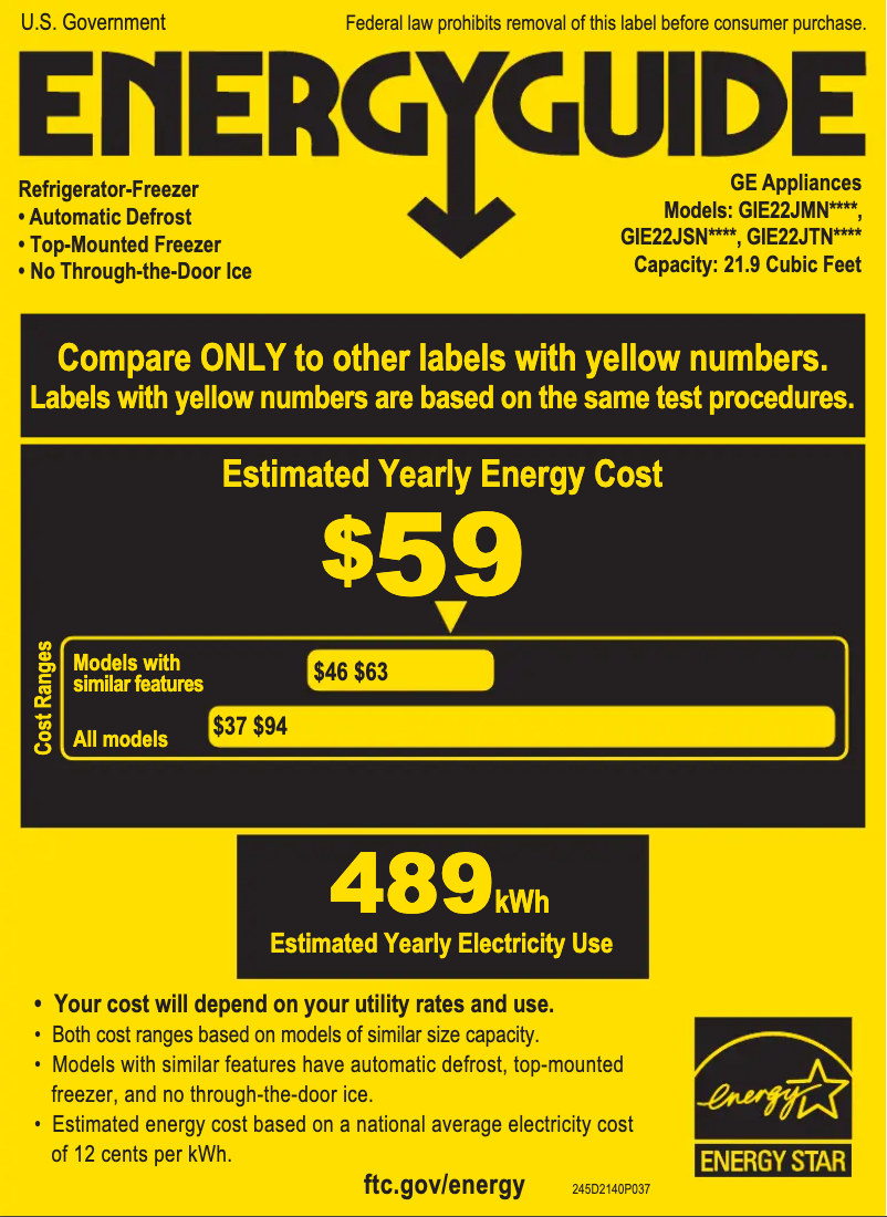 Página 1 del manual Etiqueta energética GE GIE22JSNRSS