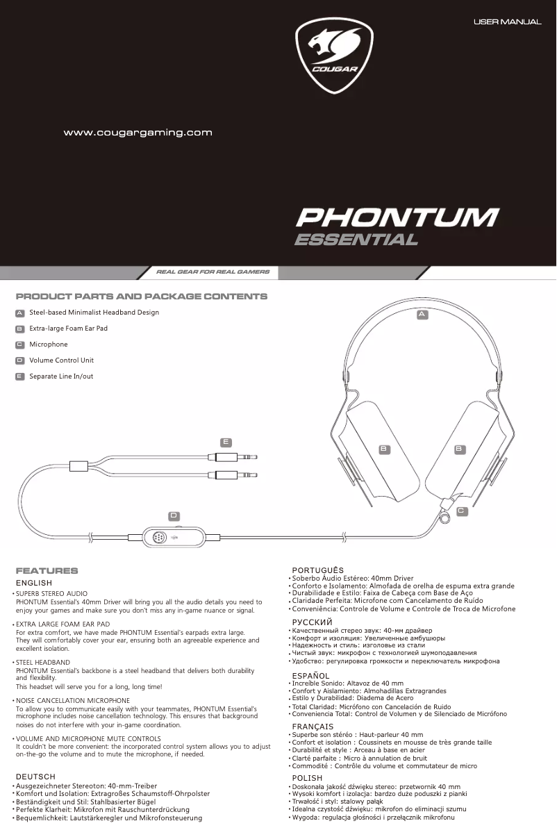 Imagen de la primera página del manual del dispositivo Phontum Essential