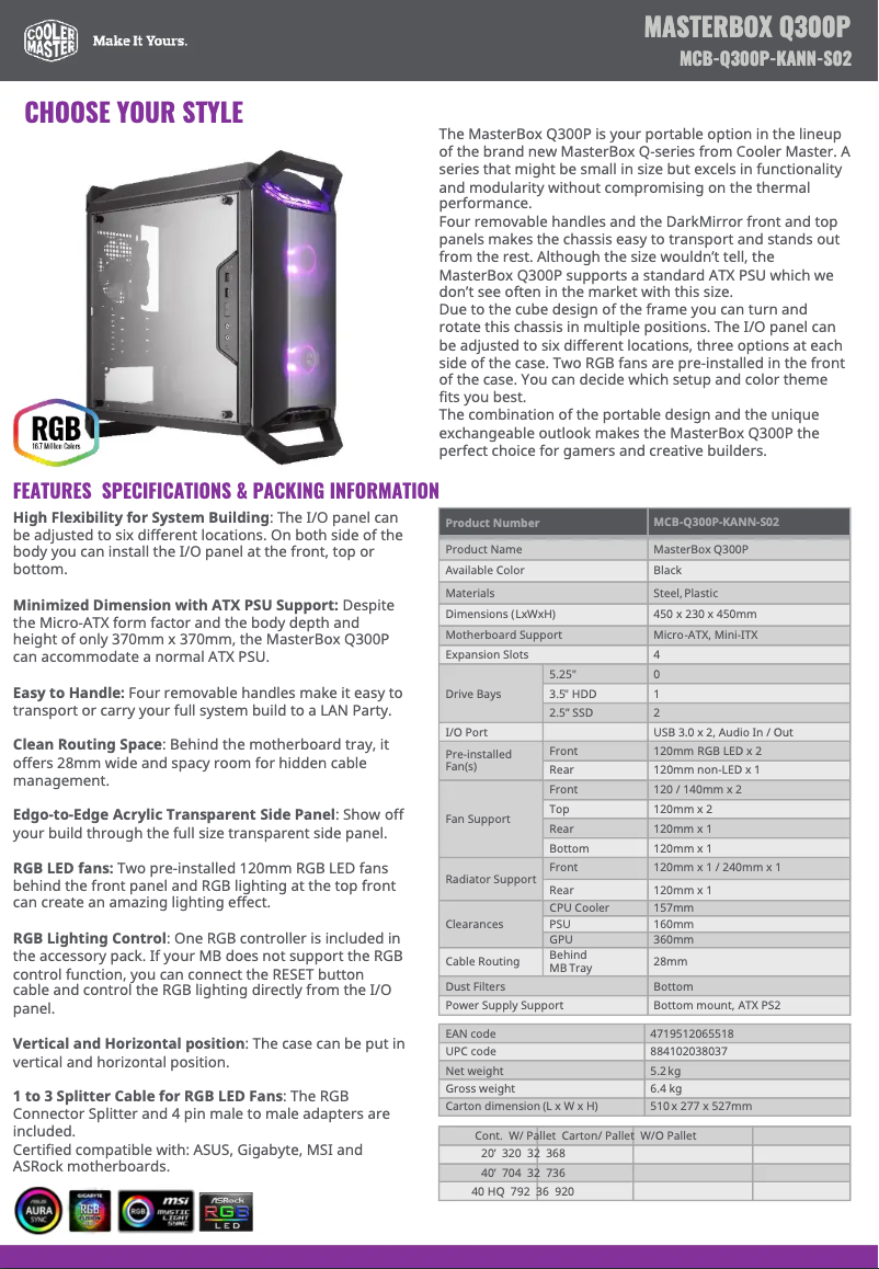 Página 1 del manual Manual de usuario Cooler Master MasterBox Q300P