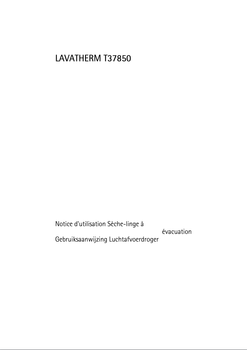 Página nº 1 - Manual de usuario AEG-Electrolux Lavatherm T37850
