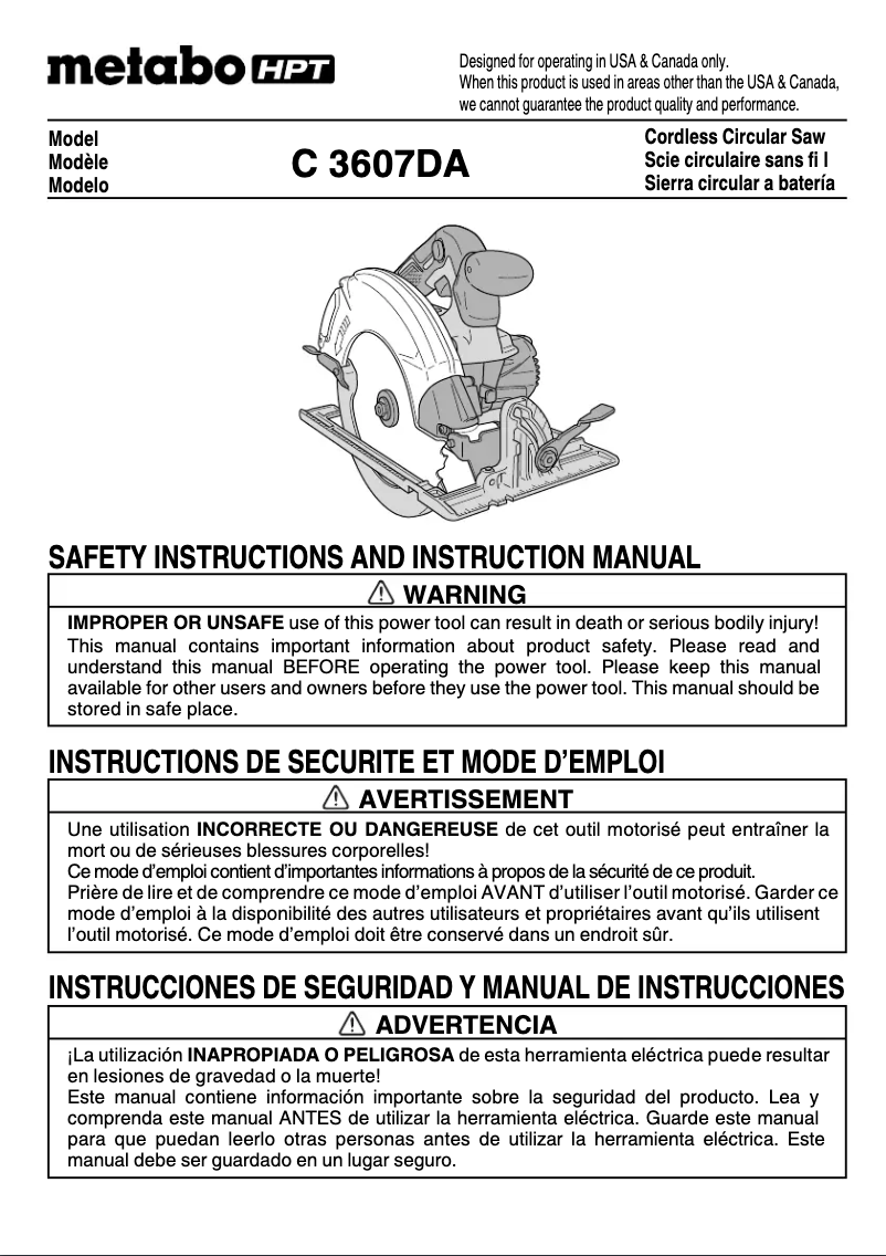 Imagen de la primera página del manual del dispositivo C3607DA