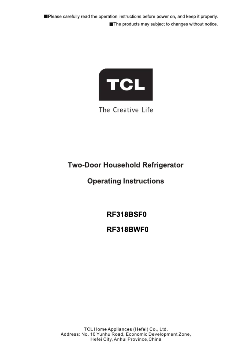 Página nº 1 - Manual de usuario TCL RF318BWF0