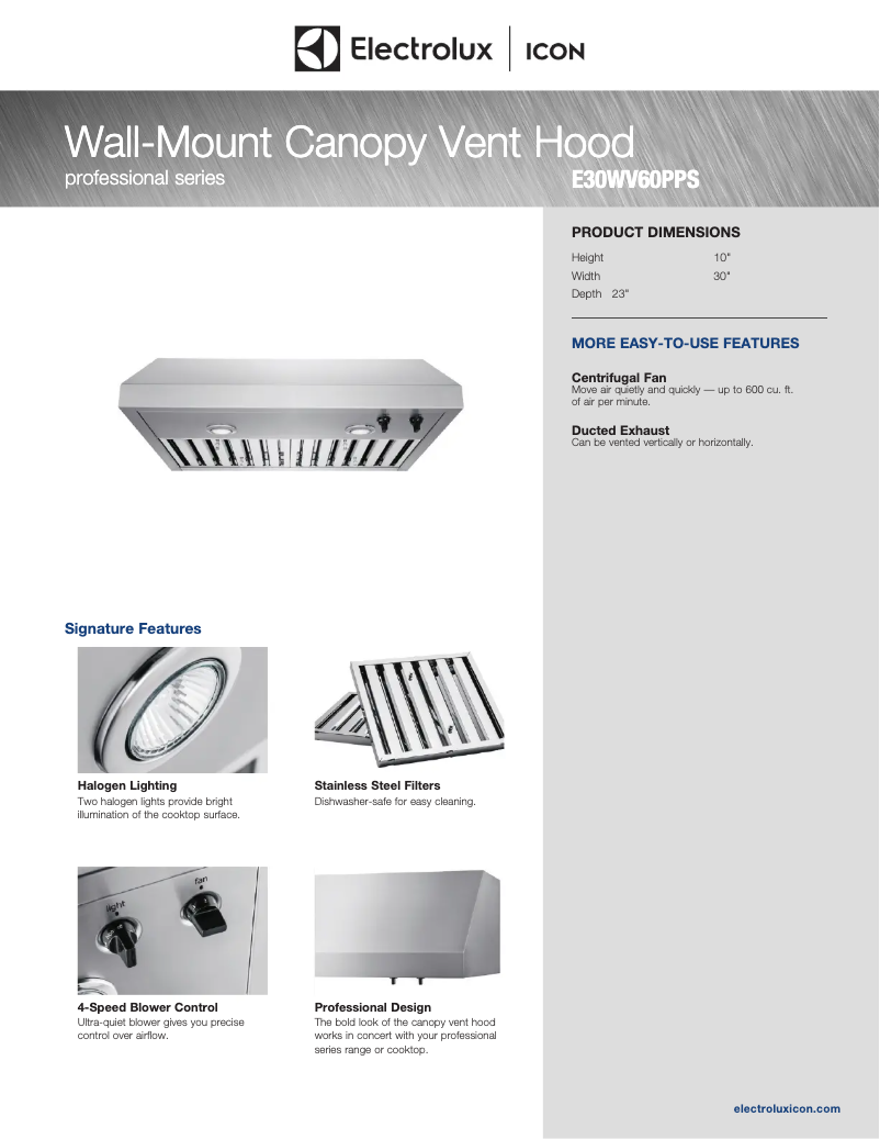 Imagen de la primera página del manual del dispositivo ICON E30WV60PPS