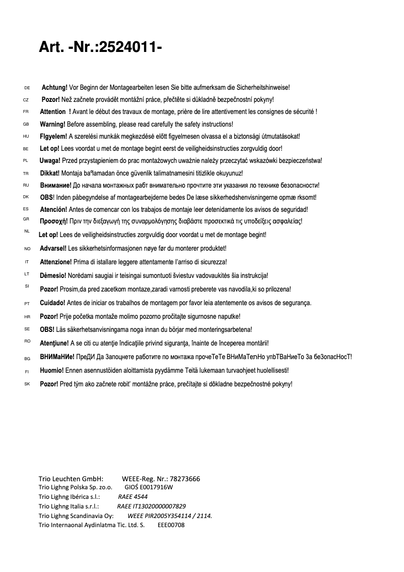 Imagen de la primera página del manual del dispositivo Miro 2524011-07