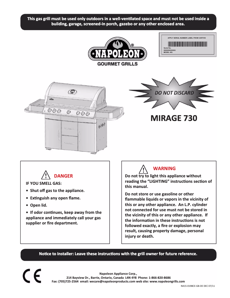 Imagen de la primera página del manual del dispositivo MIRAGE 730