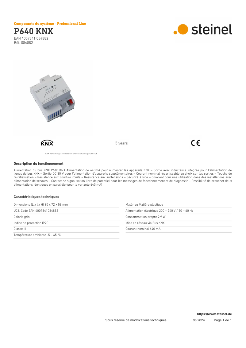 Imagen de la primera página del manual del dispositivo P640 KNX