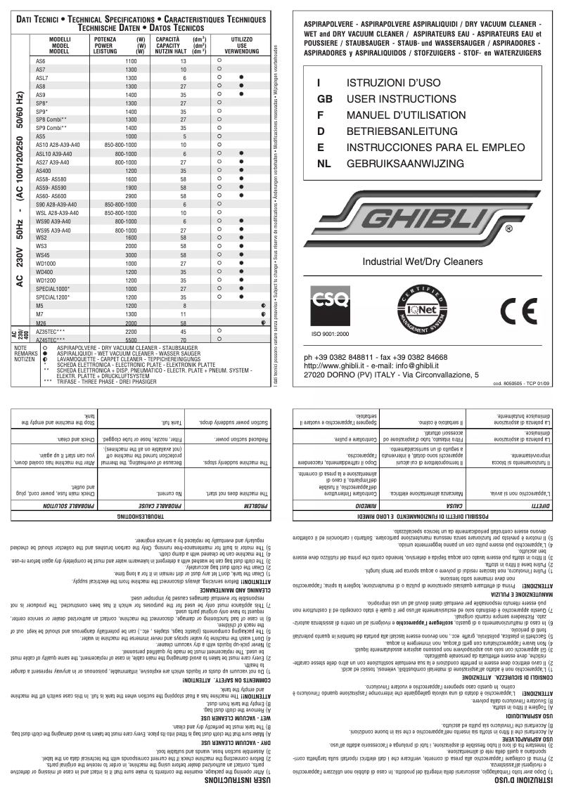Página 1 del manual Manual de usuario Ghibli AS580