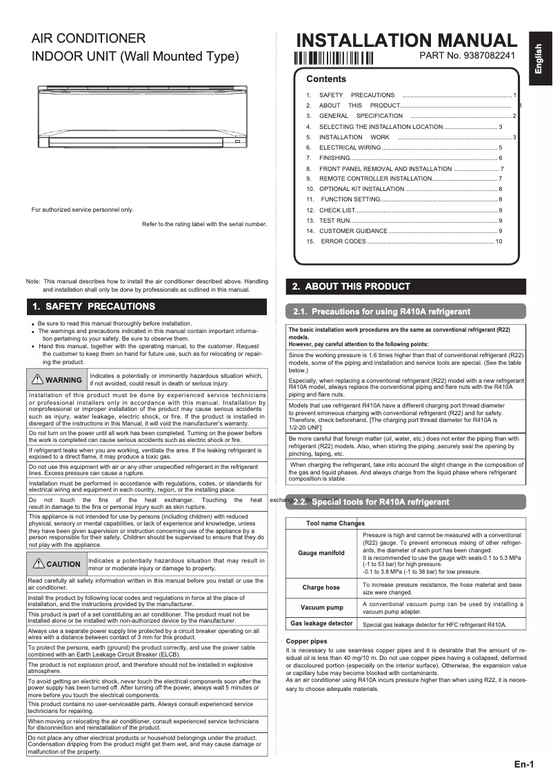 Página 1 del manual Manual de usuario Fujitsu ASGA18FUTC-B