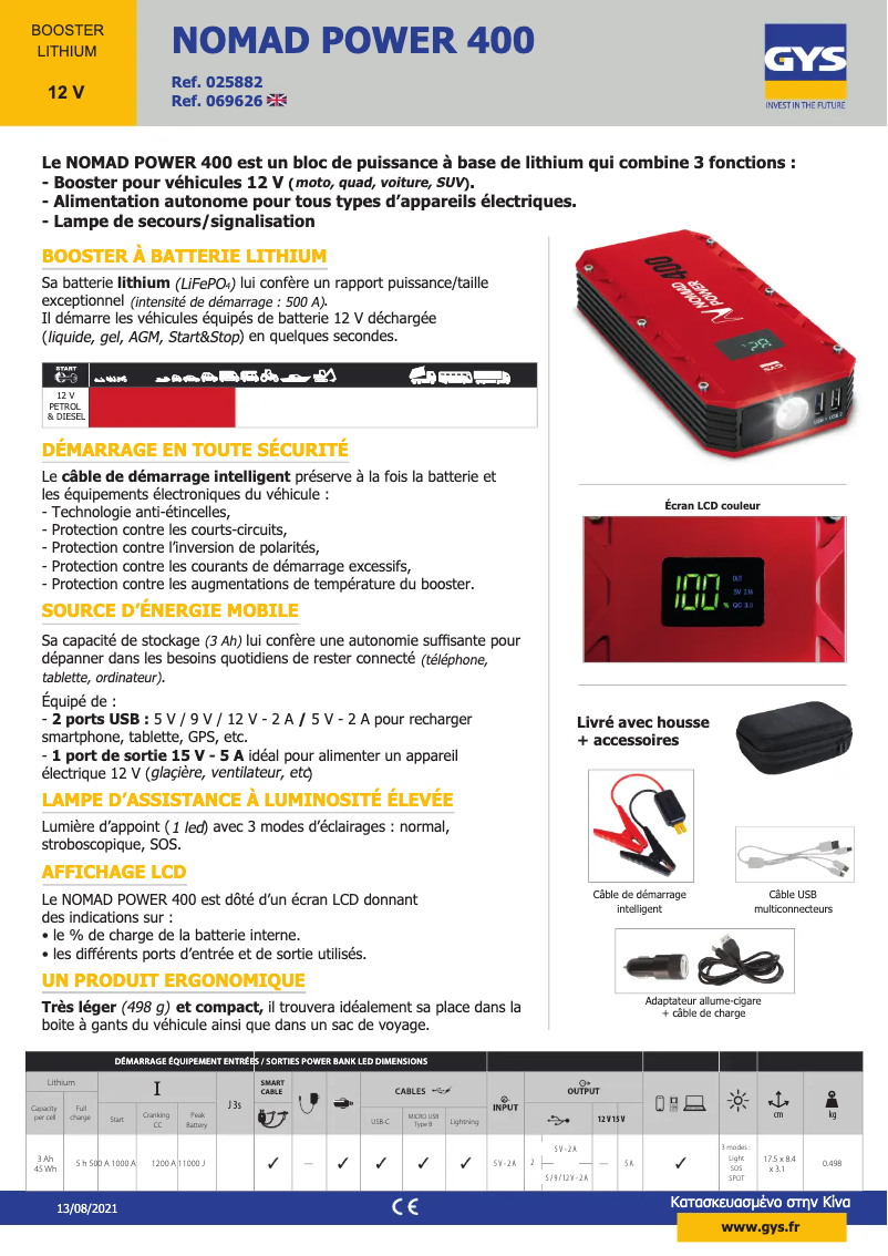 Imagen de la primera página del manual del dispositivo Nomad Power 400