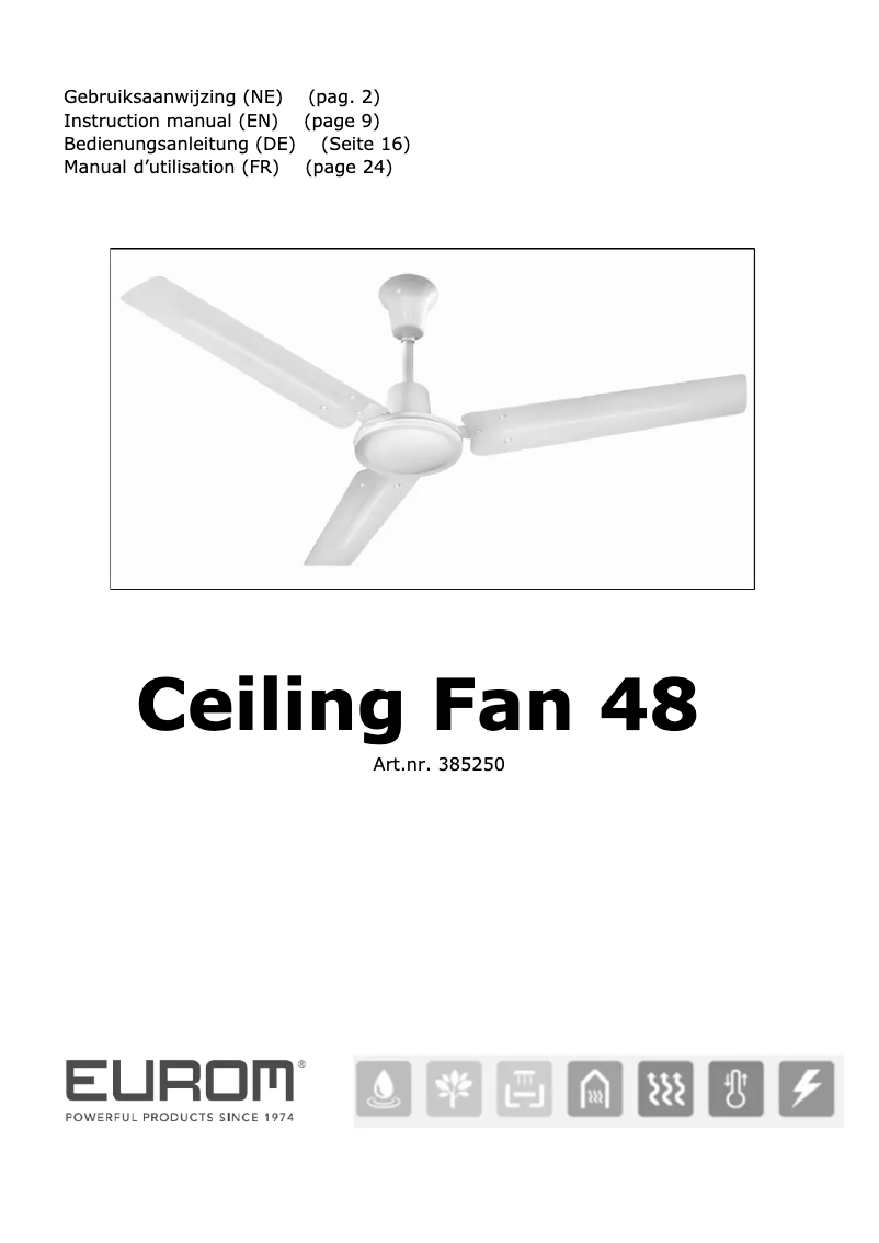 Página 1 del manual Manual de usuario Eurom Ceiling Fan 48