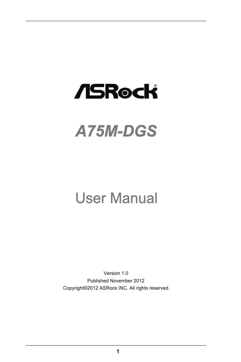 Imagen de la primera página del manual del dispositivo A75M-DGS