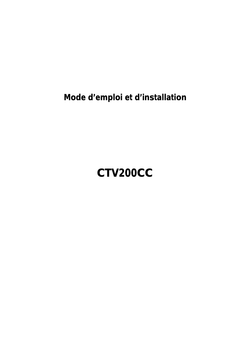 Imagen de la primera página del manual del dispositivo CTV200CC