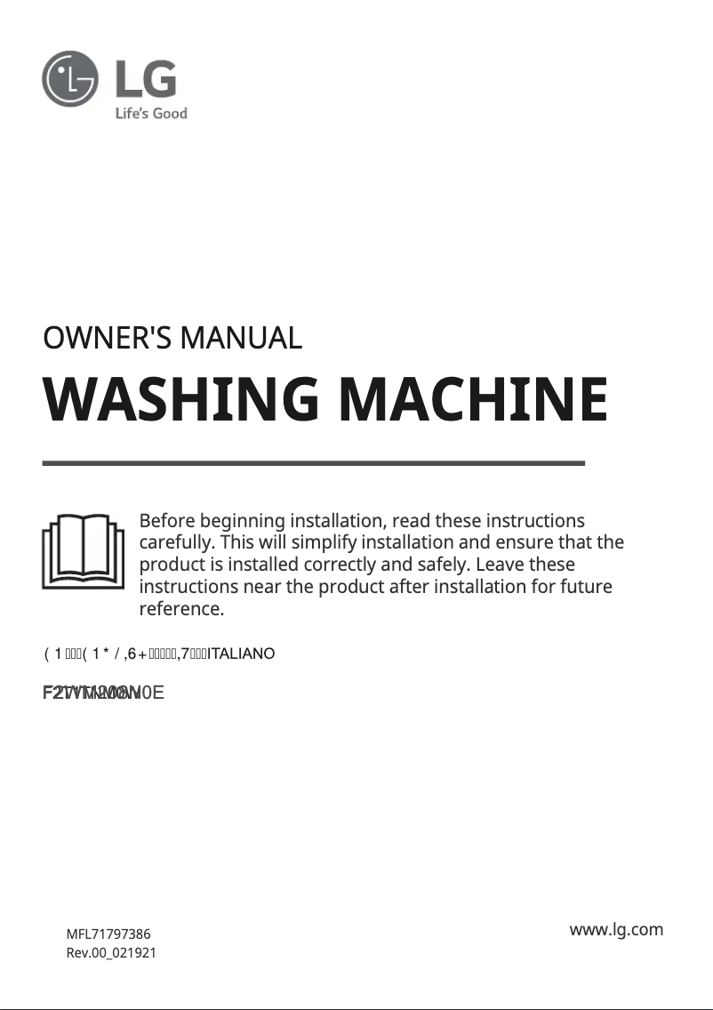 Página 1 del manual Manual de usuario LG F2WM208N0E