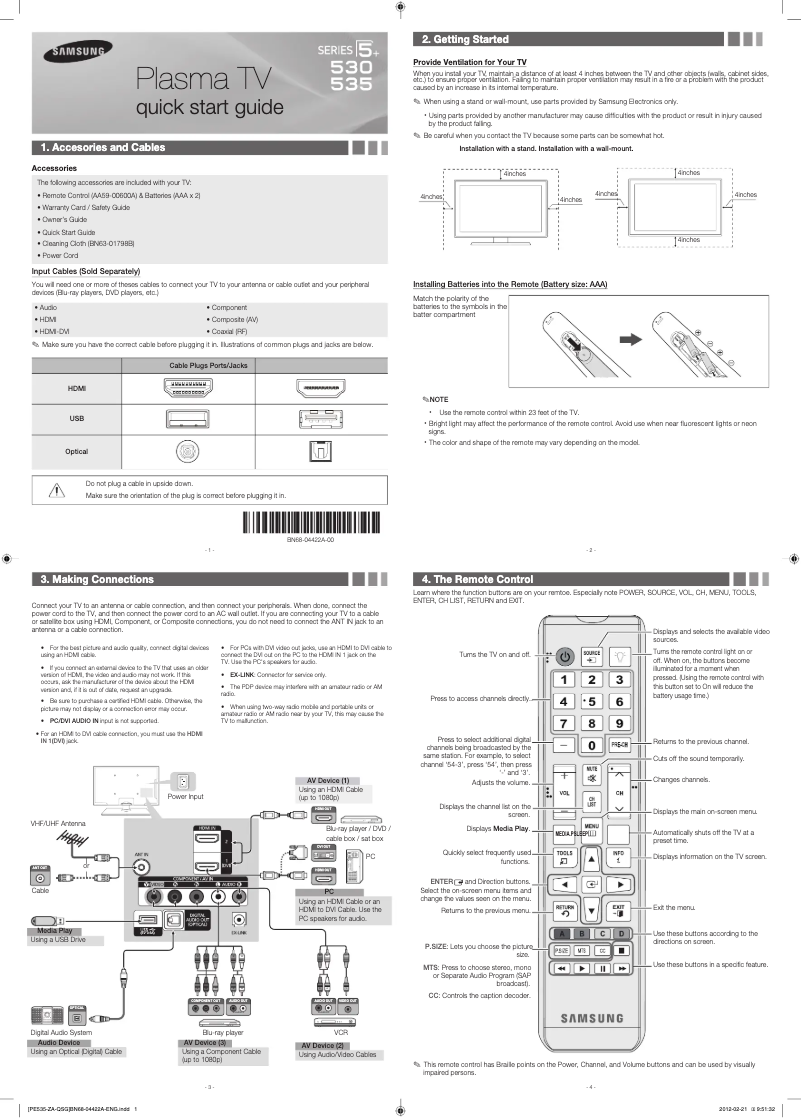 Página 1 del manual Manual de usuario Samsung PL51E530A3F