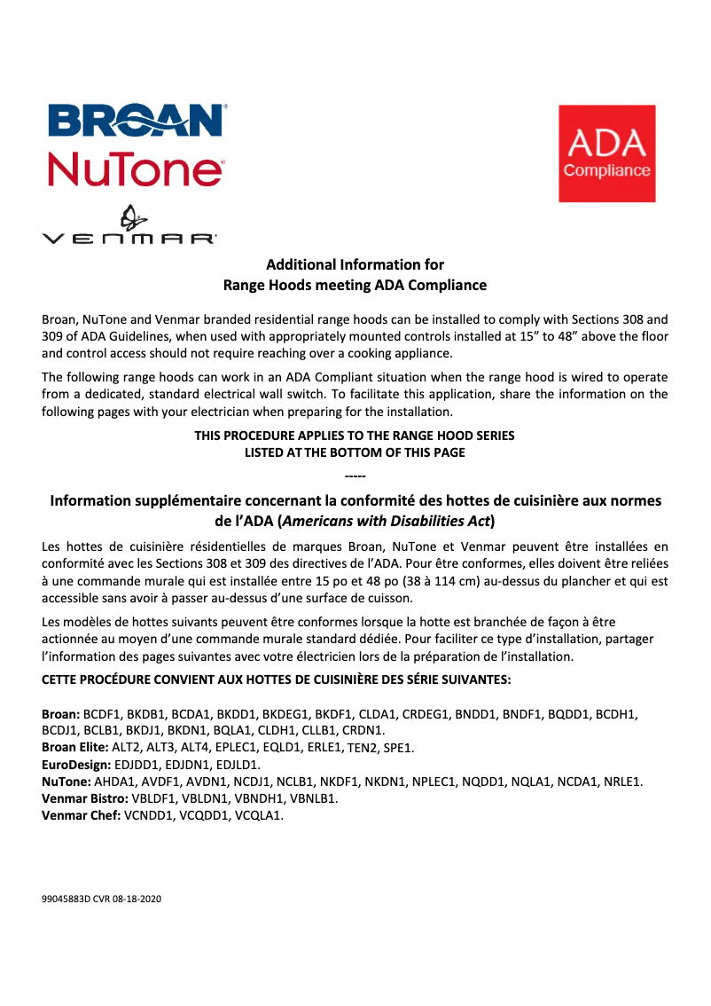 Página nº 1 - Diagrama de cableado Broan BCDJ130WH