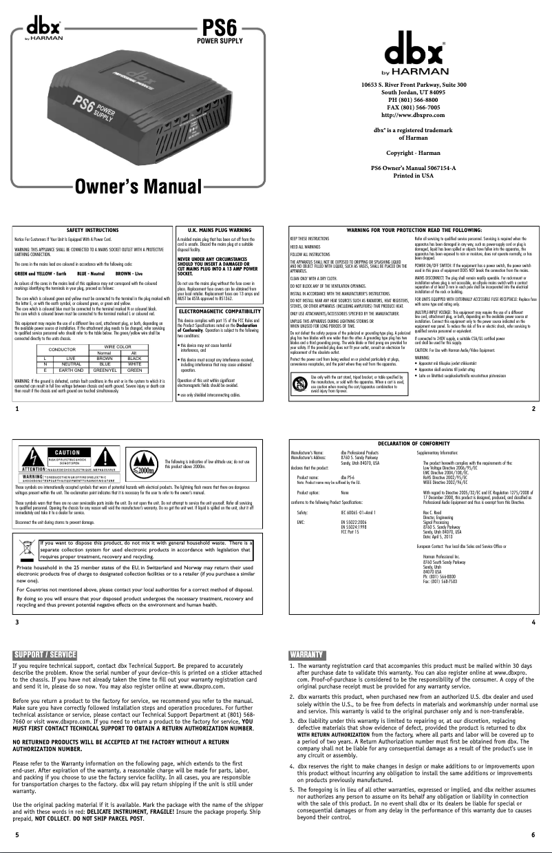 Imagen de la primera página del manual del dispositivo PS6