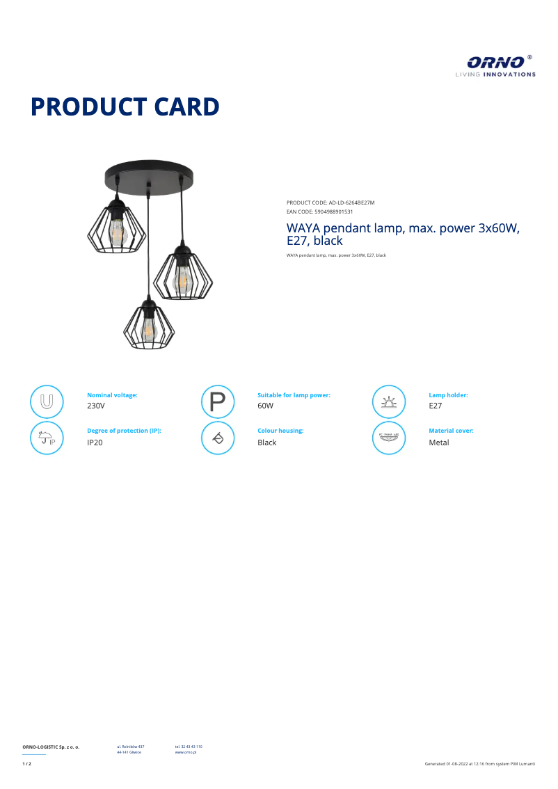 Imagen de la primera página del manual del dispositivo AD-LD-6264BE27M