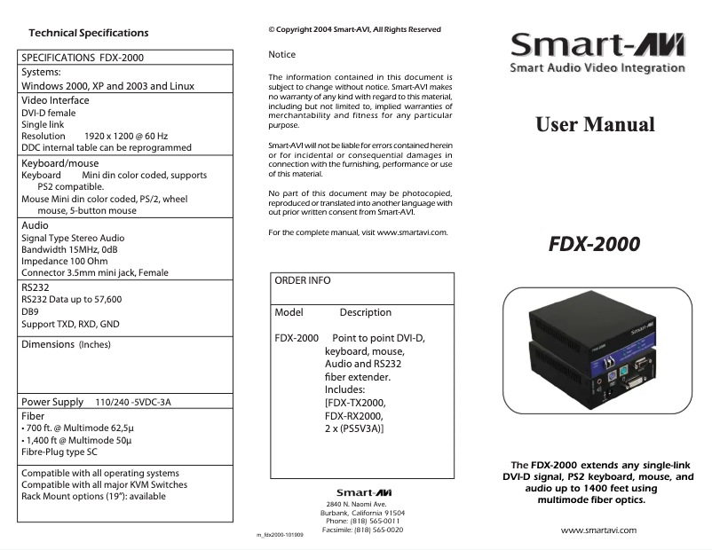 Página 1 del manual Manual de usuario Smart-AVI FDX-2000S
