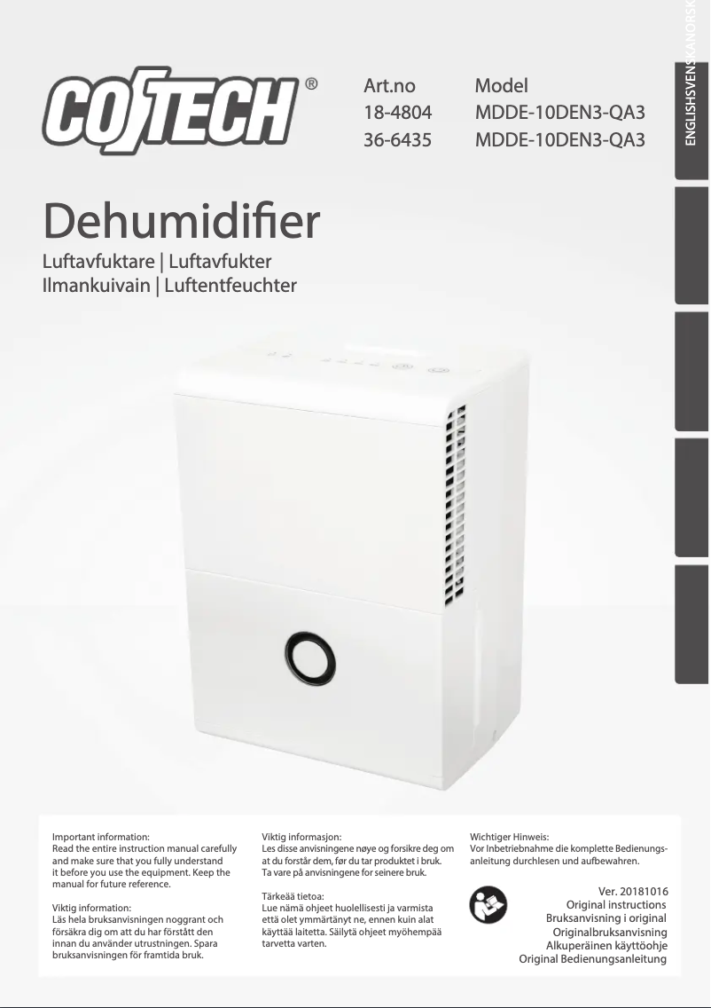 Página 1 del manual Manual de usuario Cotech MDDE-10DEN3-QA3