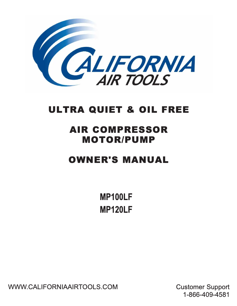 Página 1 del manual Manual de usuario California Air Tools MP100LF