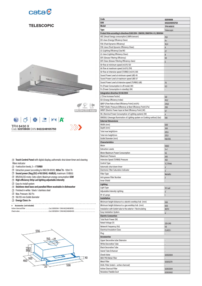 Página 1 del manual Ficha técnica CATA TFH 6430