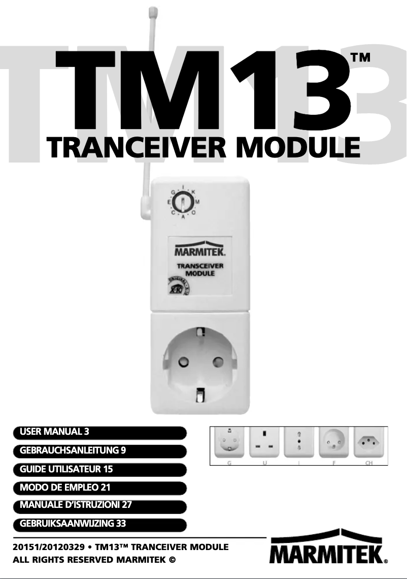 Página 1 del manual Manual de usuario Marmitek TM13
