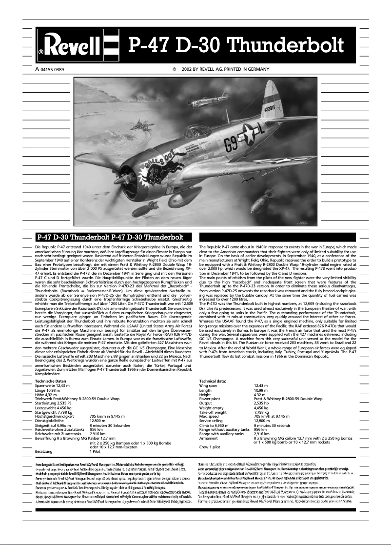 Página 1 del manual Manual de usuario Revell P-47 D Thunderbolt