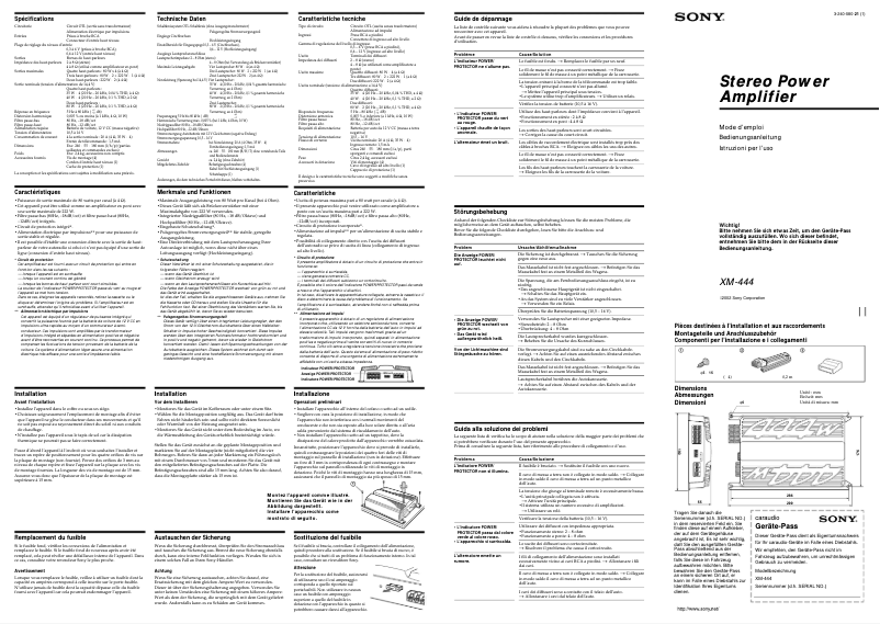 Imagen de la primera página del manual del dispositivo XM-444