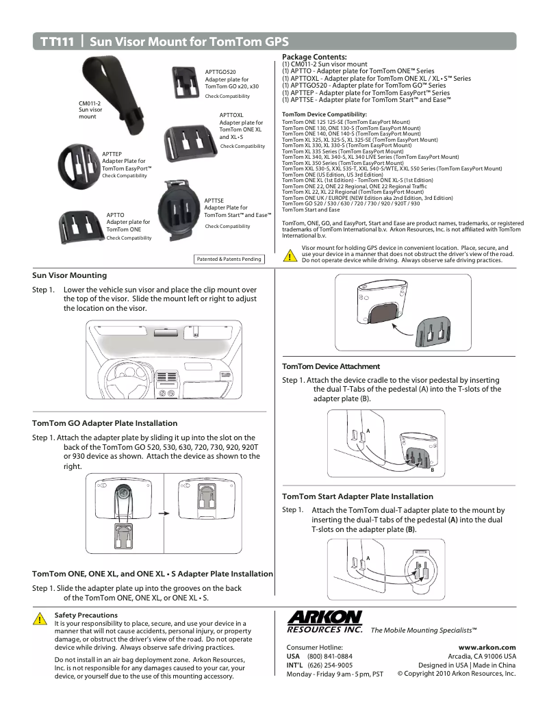 Página 1 del manual Manual de usuario Arkon TT111