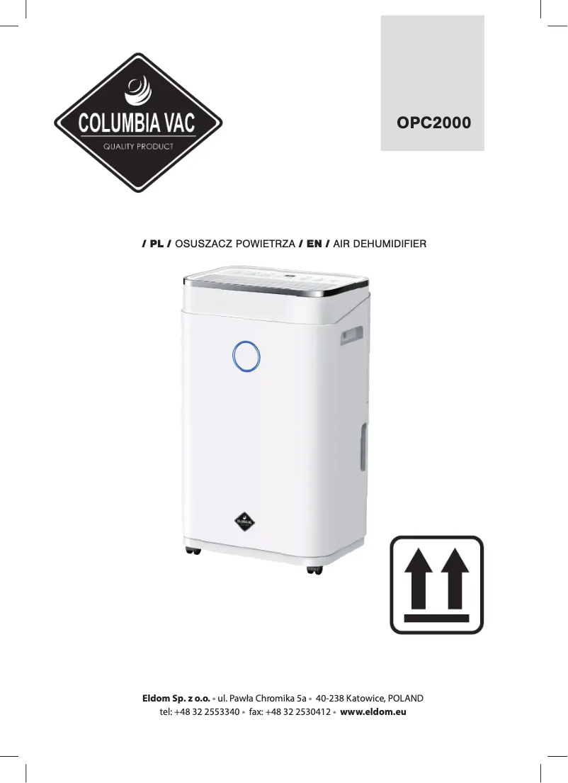 Imagen de la primera página del manual del dispositivo ColumbiaVac OPC2000